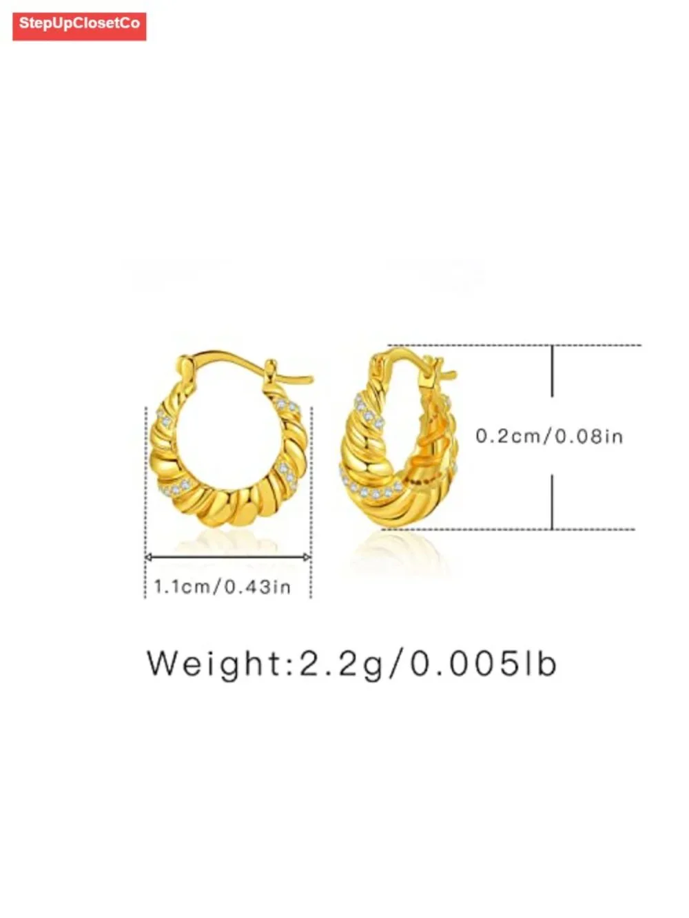 Chunky Gold Hoop Earrings - 18K Plated, Lightweight Hypoallergenic Earrings